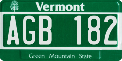 VT license plate AGB182