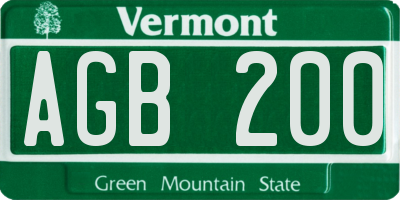 VT license plate AGB200