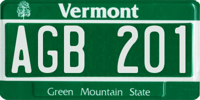 VT license plate AGB201