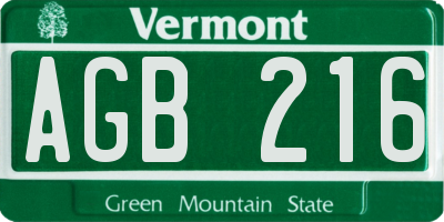 VT license plate AGB216