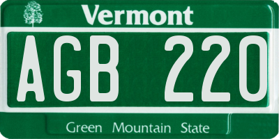 VT license plate AGB220