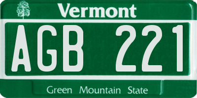 VT license plate AGB221