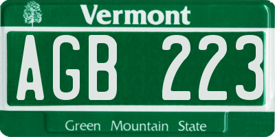 VT license plate AGB223