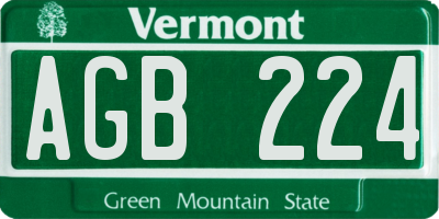 VT license plate AGB224