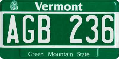 VT license plate AGB236