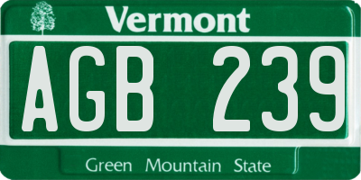 VT license plate AGB239