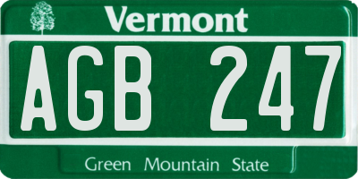 VT license plate AGB247