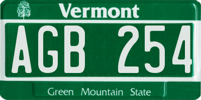 VT license plate AGB254