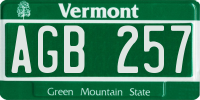 VT license plate AGB257