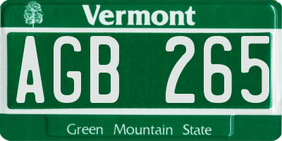 VT license plate AGB265
