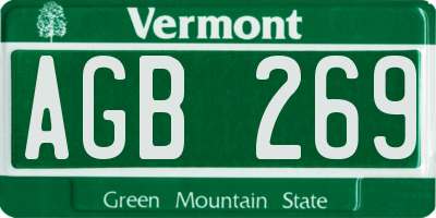 VT license plate AGB269