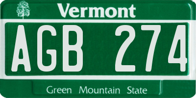 VT license plate AGB274