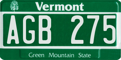 VT license plate AGB275
