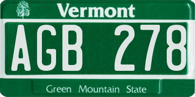 VT license plate AGB278