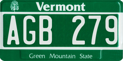 VT license plate AGB279