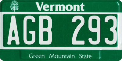 VT license plate AGB293