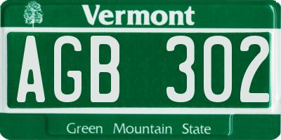 VT license plate AGB302