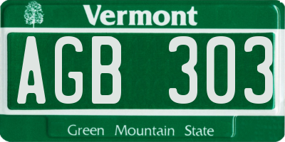 VT license plate AGB303