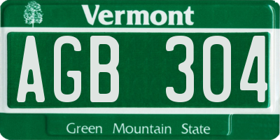 VT license plate AGB304
