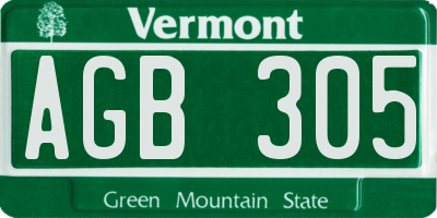 VT license plate AGB305