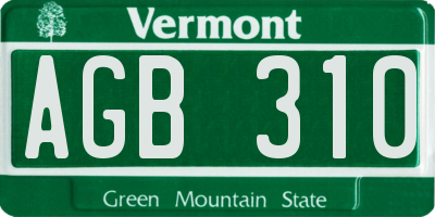 VT license plate AGB310
