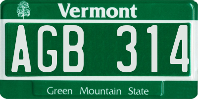 VT license plate AGB314