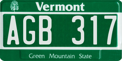 VT license plate AGB317