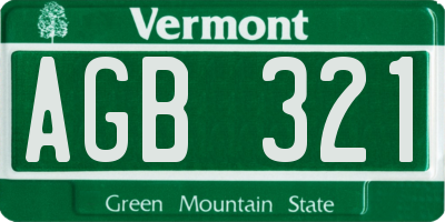 VT license plate AGB321