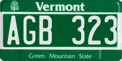 VT license plate AGB323