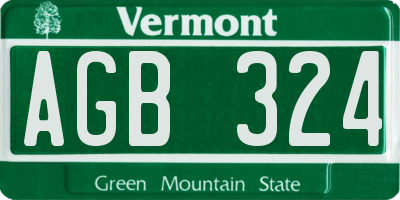 VT license plate AGB324