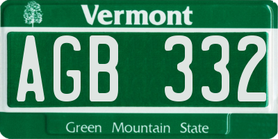 VT license plate AGB332