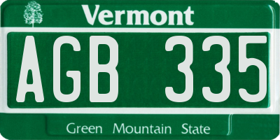 VT license plate AGB335