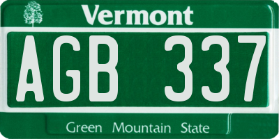 VT license plate AGB337
