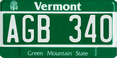 VT license plate AGB340