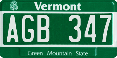 VT license plate AGB347