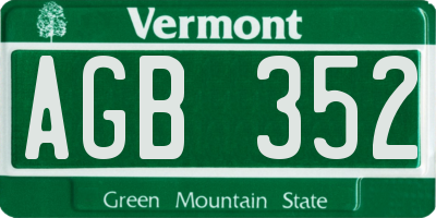 VT license plate AGB352