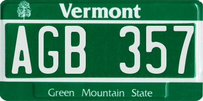 VT license plate AGB357