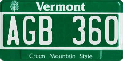 VT license plate AGB360