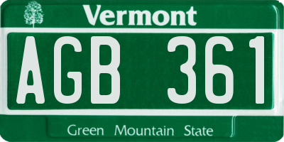 VT license plate AGB361