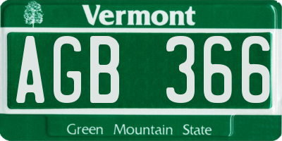 VT license plate AGB366