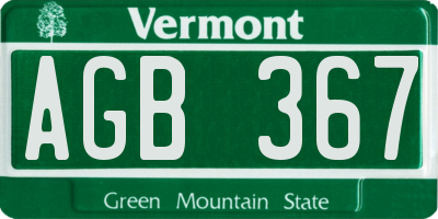 VT license plate AGB367