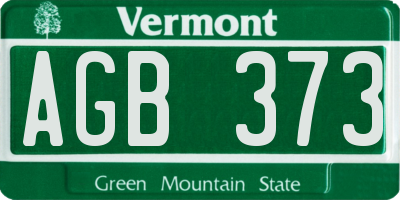 VT license plate AGB373