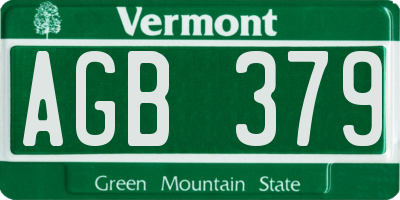 VT license plate AGB379