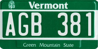 VT license plate AGB381