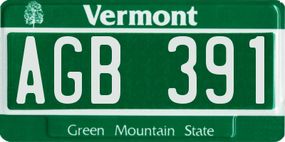 VT license plate AGB391