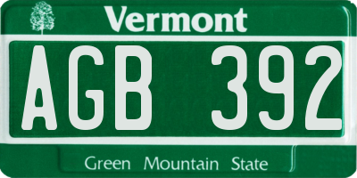 VT license plate AGB392