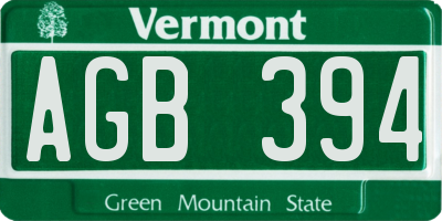 VT license plate AGB394