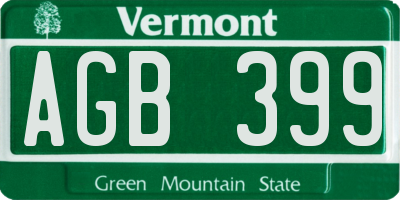 VT license plate AGB399