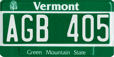 VT license plate AGB405