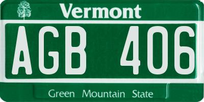 VT license plate AGB406